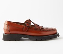 Soller Buckled Woven-leather Loafers