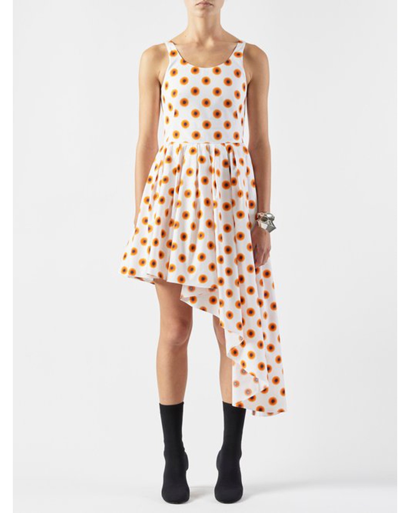 Alexander McQueen Damen Iris Polka-dot Asymmetric Poplin Dress