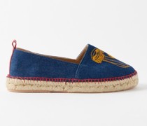 Jellyfish-embroidered Denim Espadrilles