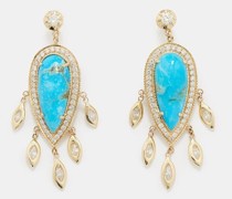 Shaker Diamond, Turquoise & 14kt Gold Earrings