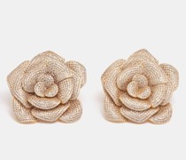 La Rosa Crystal 24kt Gold-plated Clip Earrings