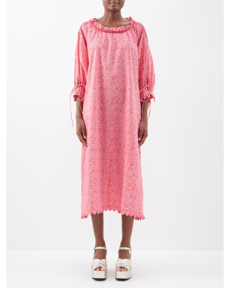 HORROR VACUI Damen Imani Printed Cotton-lawn Midi Dress
