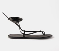 Knot Satin Wraparound-strap Sandals