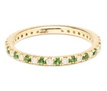 Bague or 14 carats, tsavorites, diamants Eternity