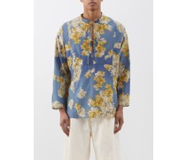 Daffodil-print Cotton-blend Habotai Tunic Shirt