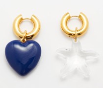 Mismatched Star & Heart Gold-plated Hoop Earrings