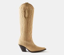 Suede Knee-high Cowboy Boots