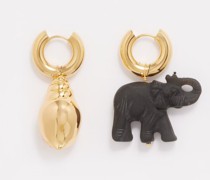 Mismatched Charm 24kt Gold-plated Hoop Earrings