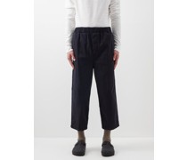 Gathered-waist Organic-cotton Chino Trousers