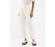 Pleated Twill Tapered Trousers