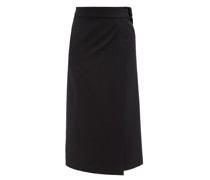 Belted A-line Wool Wrap Skirt