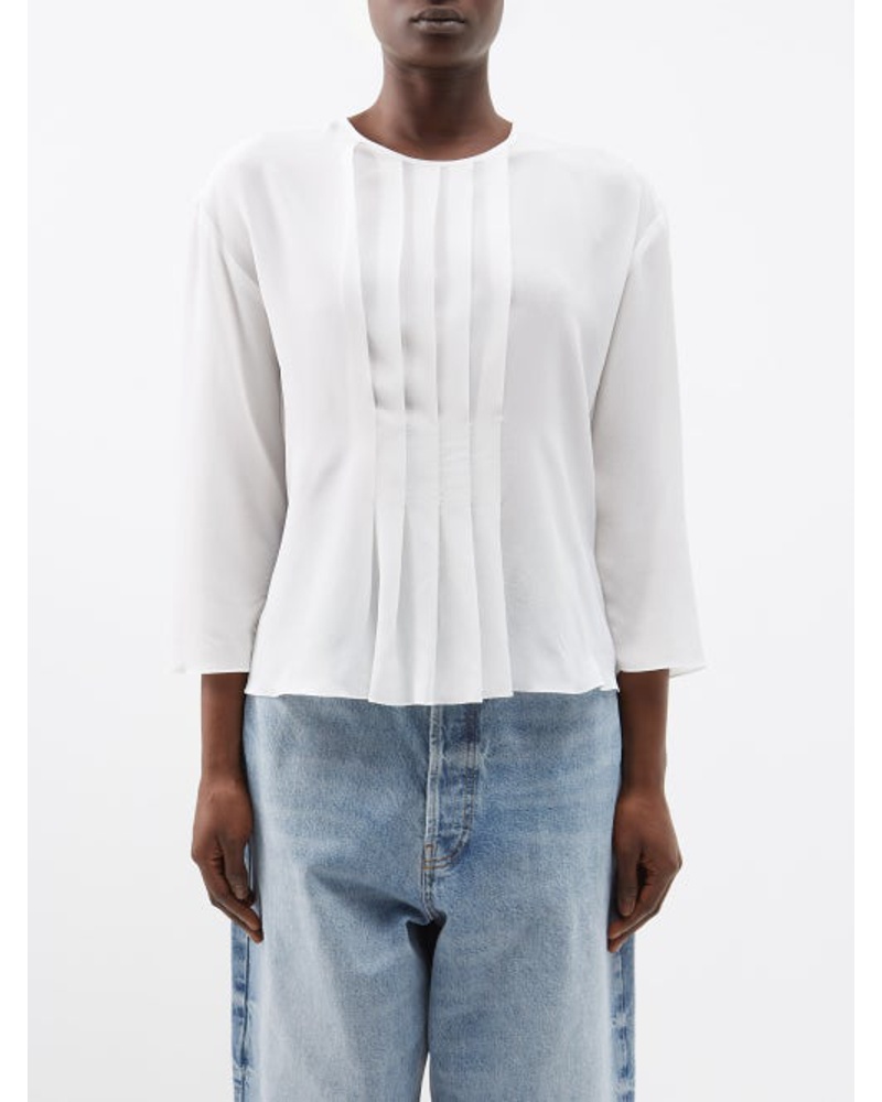 Raey Damen Tuck-front Silk Top