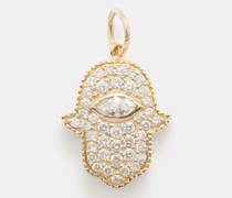 Hamsa Diamond & 14kt Gold Charm