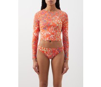 Floral-print Long-sleeved Rash Guard