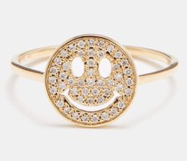Happy Face Diamond & 14kt Gold Ring