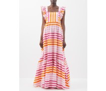 Robe longue en popeline de coton rayée Dafne