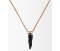 Tentacle Onyx, Leather & 18kt Rose-gold Necklace
