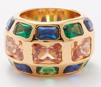 Crystal-embellished Gold-plated Ring