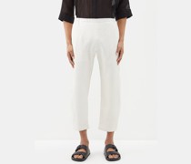 Shiro Embroidered Silk Cropped Trousers
