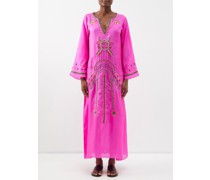 Caftan en crêpe de soie brodé à la main India