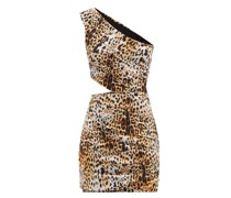 One-shoulder Leopard-print Jersey Mini Dress