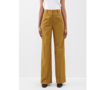 Cotton-blend Twill Wide-leg Trousers