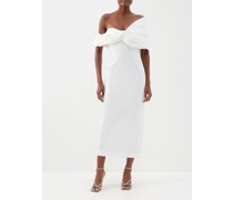 Off-the-shoulder Taffeta Midi Dress