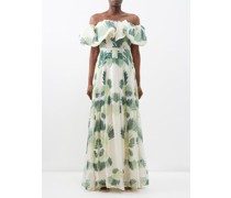 Julles Off-the-shoulder Printed Silk-chiffon Dress