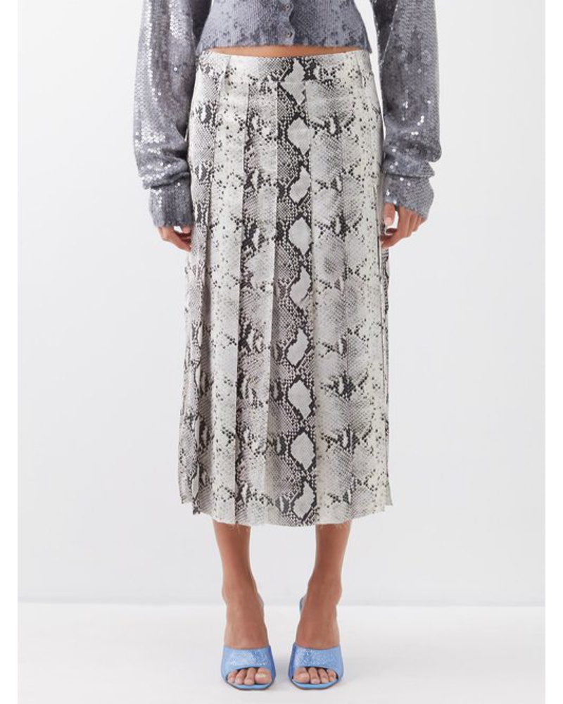 16ARLINGTON Damen Nimue Python-print Satin Midi Skirt