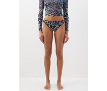Ruched Floral-print Bikini Briefs