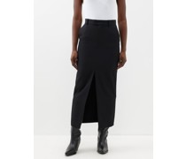 Lula Front-slit Wool Pencil Skirt