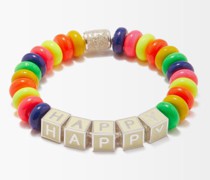Happy Enamel & Sterling-silver Beaded Bracelet