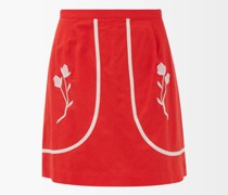 Carter Floral-embroidered Cotton Mini Skirt