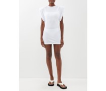 Sheath Padded-shoulder Mini Dress