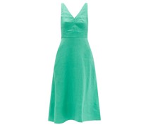 Rachel Bow-embellished Cutout Linen Midi Dess