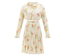 Floral-print Crinkled-silk Midi Dress