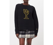 Cactus-embroidered Wool-blend Sweater