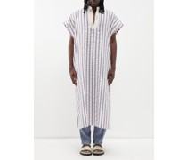 Notch-neck Striped Cotton-blend Tunic