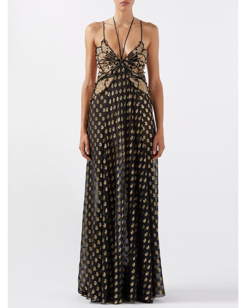 Etro Damen Beaded Fil Coupé Silk-chiffon Gown