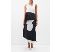 Layered Asymmetric Technical-pleat Cotton Dress