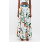 Flaminia Tropical Sunset-print Cotton-poplin Skirt