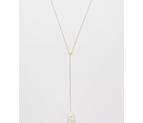 Diamond, Pearl & 14kt Gold Drop Necklace