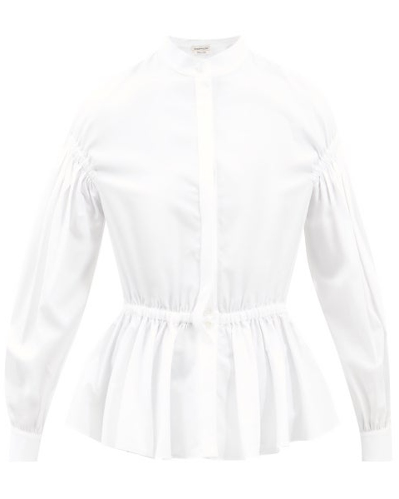 Alexander McQueen Damen Peplum-hem Cotton-poplin Shirt