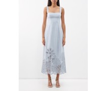 Sophie Floral-embroidered Linen Midi Dress
