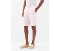Flat-front Linen Shorts