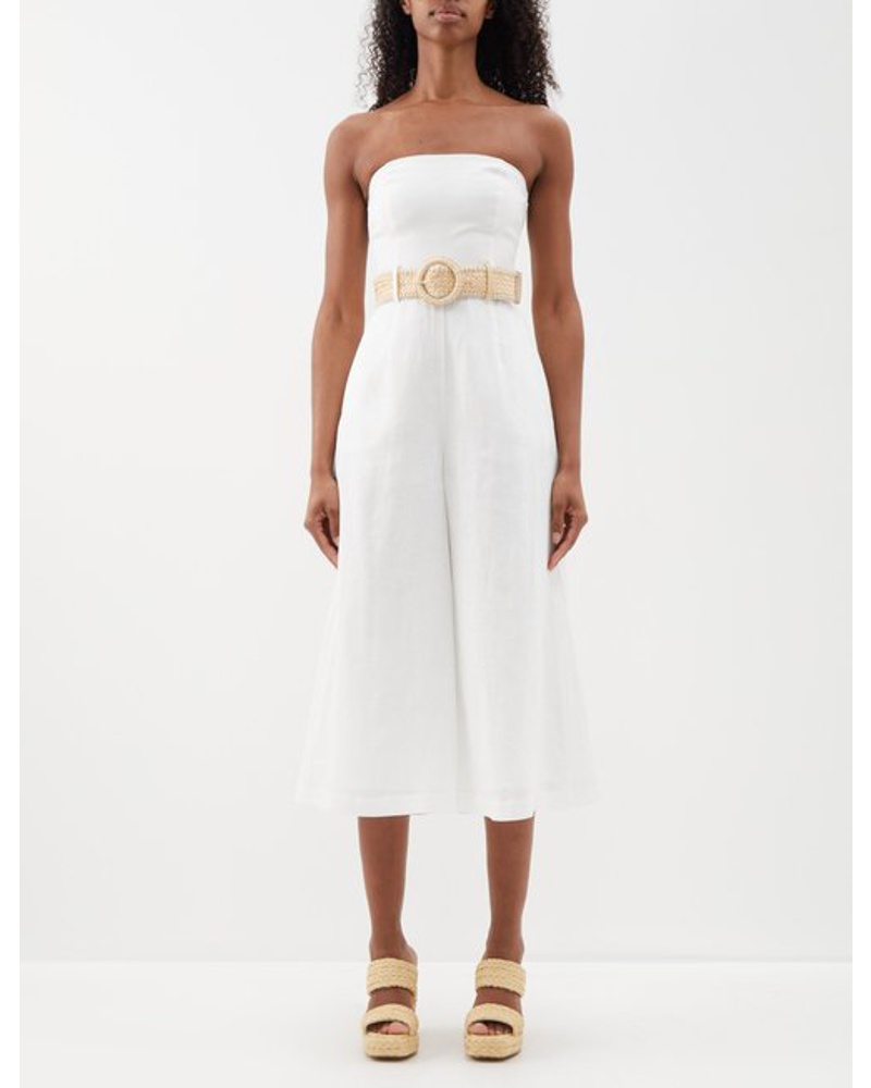 Zimmermann Damen Devi Woven-belt Linen Jumpsuit