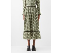 X Laura Ashley Kipp Printed Cotton Midi Skirt
