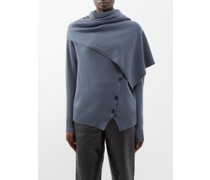 Scarf-neckline Asymmetric Cashmere Cardigan