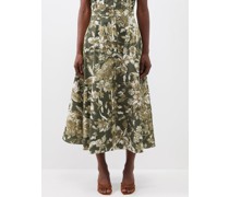 Meryl Floral-print Poplin Midi Skirt