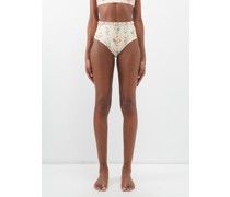 Nopal Floral-print High-rise Bikini Briefs
